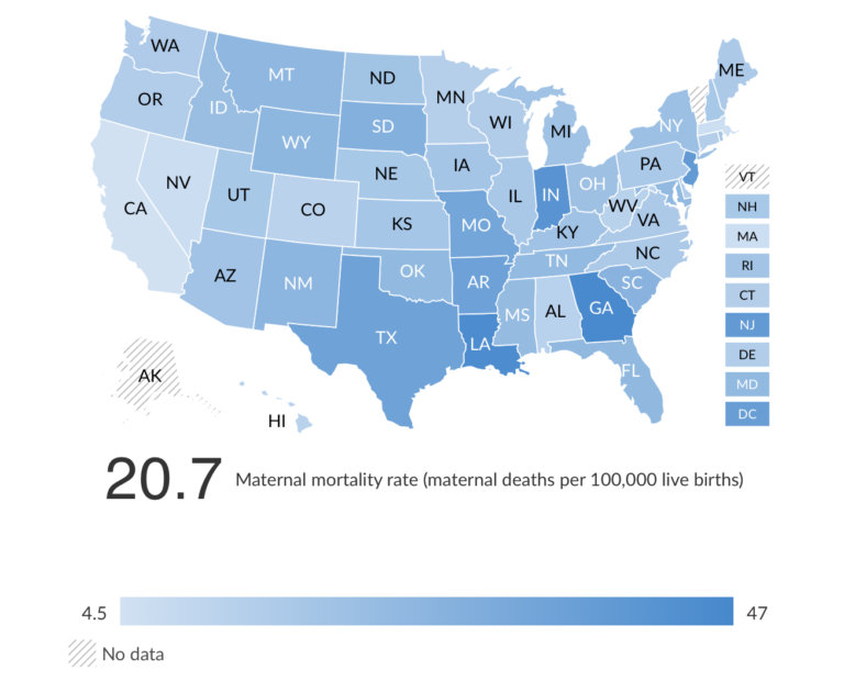 Map showing state maternal death rates LocalHealthGuide