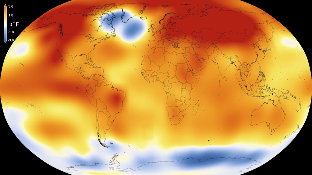 Heat map of world in 2015