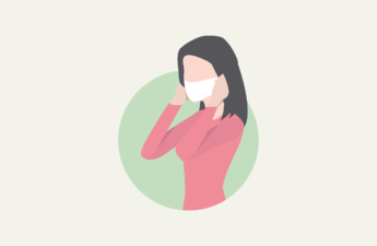 Illustration of a woman with a face mask